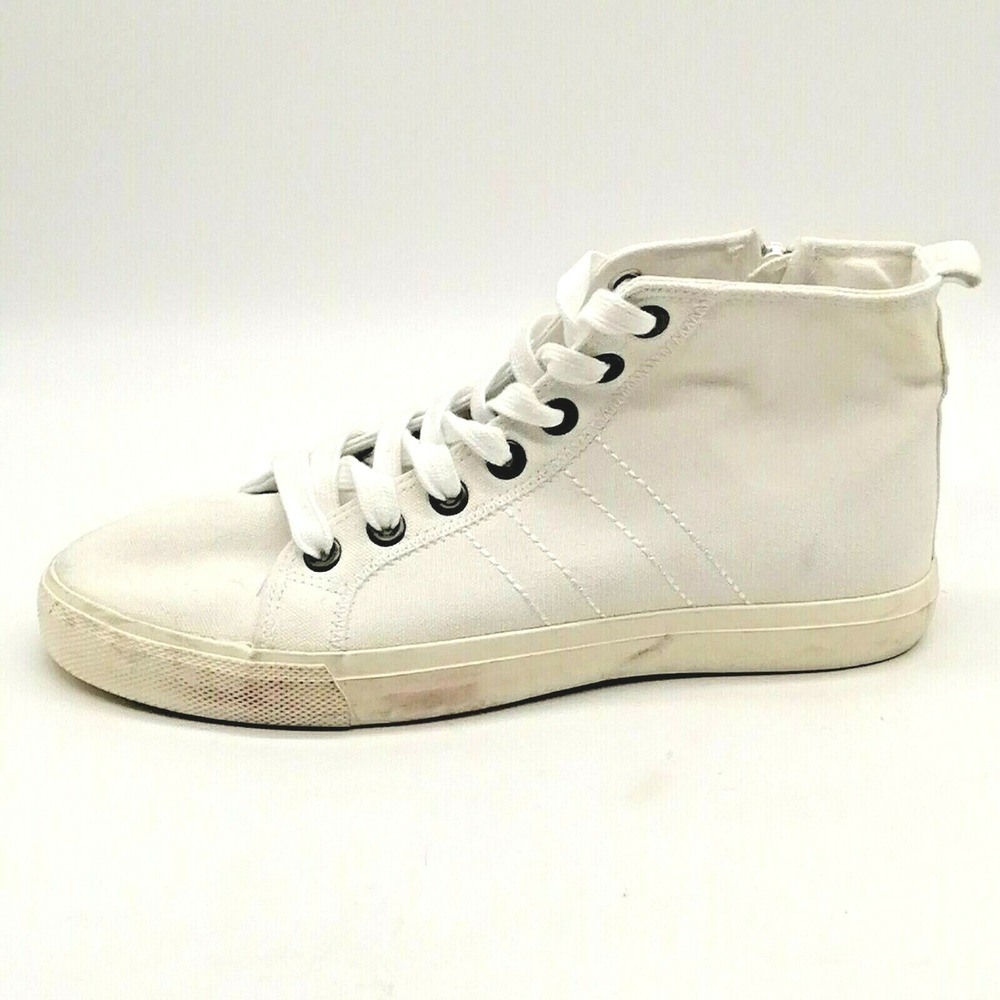 Maurices Shoes Womens Sunny High Top Sneakers White Canvas Side Zip Lace Up 6